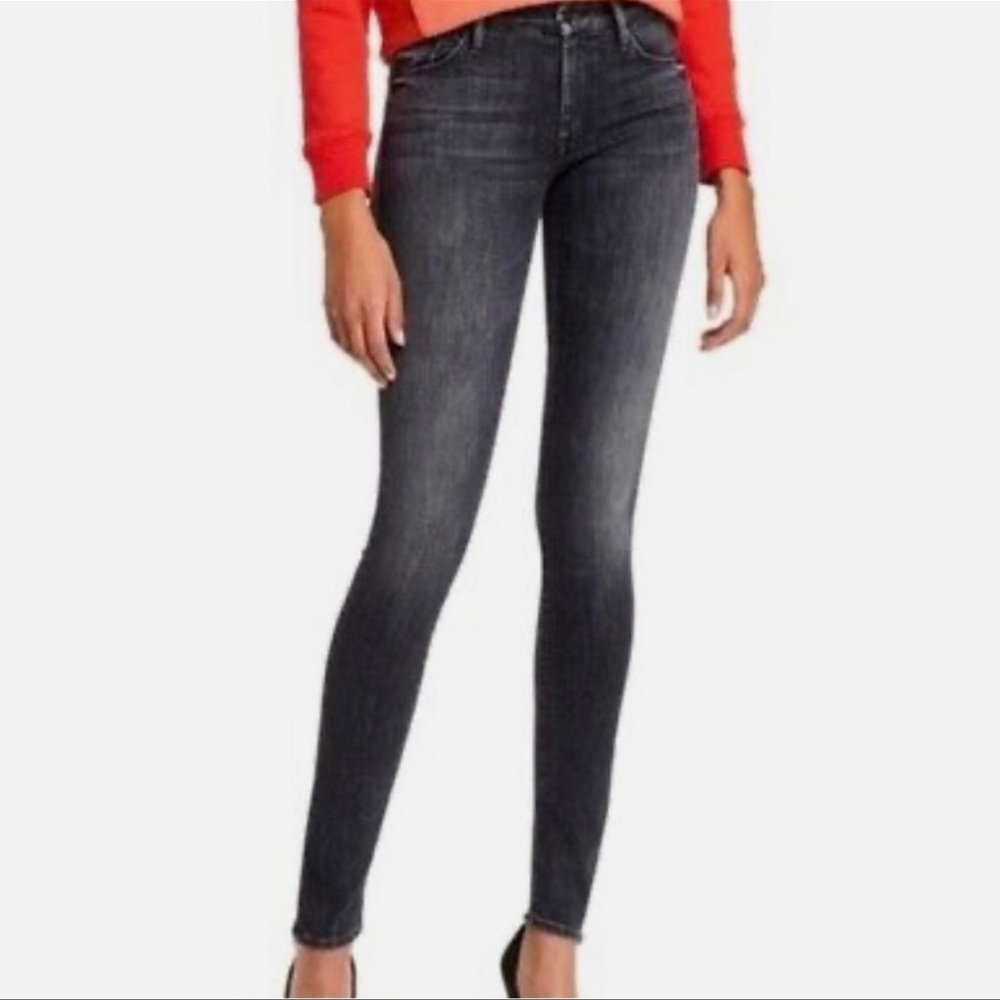 MOTHER The Looker Night Hawk Black Mid-Rise Skinny Denim Jeans